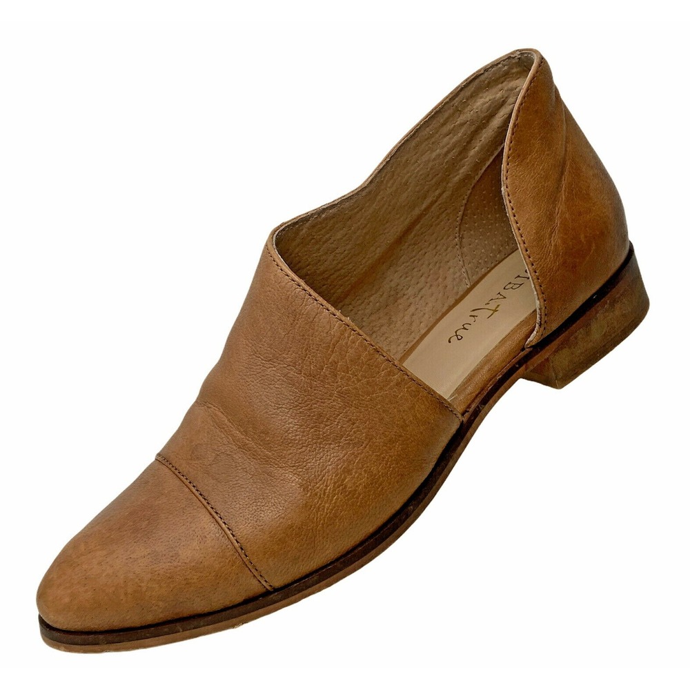 Diba True D'Orsay Leather Loafers Flats Shoes Womens 7.5 Tobacco Brown Slip On